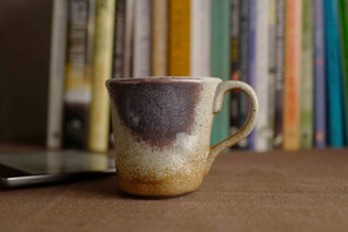 Handmade Ceramic Mug with Smoky Purple and Beige Glaze – Stoneware Coffee Cup – Rustic Wabi-Sabi Japandi Pottery Gift for Coffee Lovers