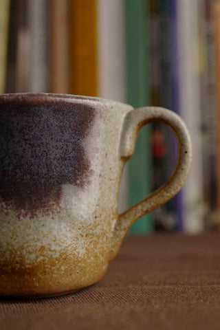 Handmade Ceramic Mug with Smoky Purple and Beige Glaze – Stoneware Coffee Cup – Rustic Wabi-Sabi Japandi Pottery Gift for Coffee Lovers