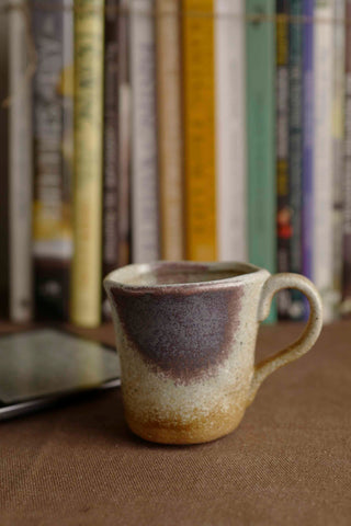 Handmade Ceramic Mug with Smoky Purple and Beige Glaze – Stoneware Coffee Cup – Rustic Wabi-Sabi Japandi Pottery Gift for Coffee Lovers