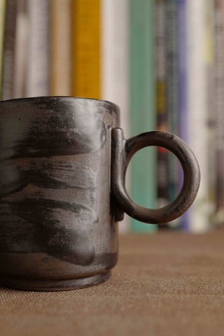 Handmade Raku Yaki Mug: Wabi-Sabi Japandi Espresso Cup