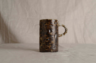 Handmade Raku Yaki Mug: Wabi-Sabi Rustic Coffee Cup