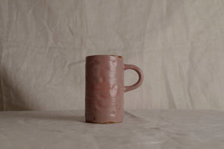 Handmade Raku Yaki Mug: Pink Stoneware, Japandi Coffee Cup