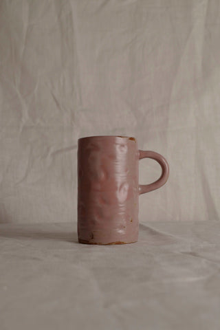 Handmade Raku Yaki Mug: Pink Stoneware, Japandi Coffee Cup