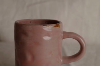 Handmade Raku Yaki Mug: Pink Stoneware, Japandi Coffee Cup