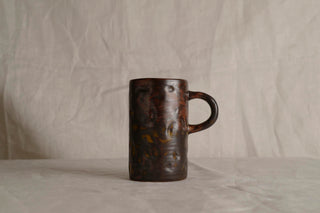 Handmade Raku Yaki Mug: Wabi-Sabi Japandi Coffee Cup