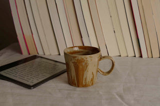 Handmade Raku Yaki Mug: Rustic Japandi Coffee Cup