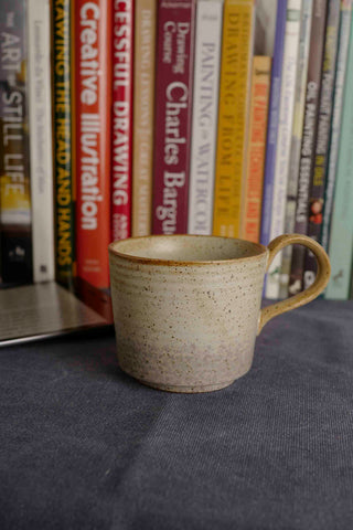 Handmade Ceramic Mug with Beige and Light Purple Glaze – Stoneware Coffee Tea Cup – Rustic WabiSabi Japandi Pottery Gift for mug lover 360ml