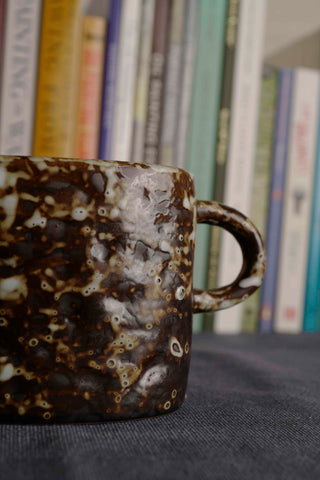 Handmade Raku Yaki Mug: Wabi-Sabi Rustic Coffee Cup