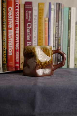 Handmade Raku Yaki Mug: Japandi Stoneware Coffee Cup