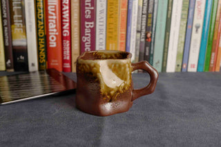 Handmade Raku Yaki Mug: Japandi Stoneware Coffee Cup