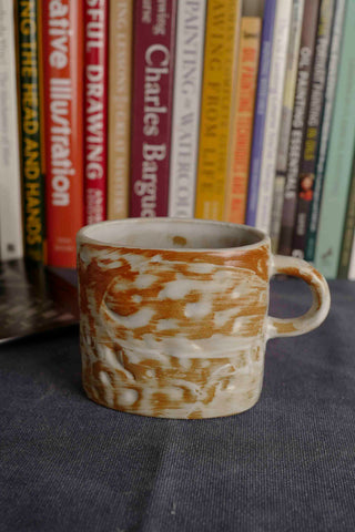 Handmade Raku Yaki Ware Mug: Japandi Rustic Coffee Cup