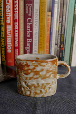 Handmade Raku Yaki Ware Mug: Japandi Rustic Coffee Cup