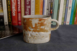Handmade Raku Yaki Ware Mug: Wabi-Sabi Japandi Coffee Cup