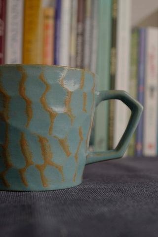 Handmade Raku Yaki Mug: Japandi Wabi-Sabi Coffee Cup
