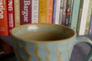 Handmade Raku Yaki Mug: Japandi Wabi-Sabi Coffee Cup