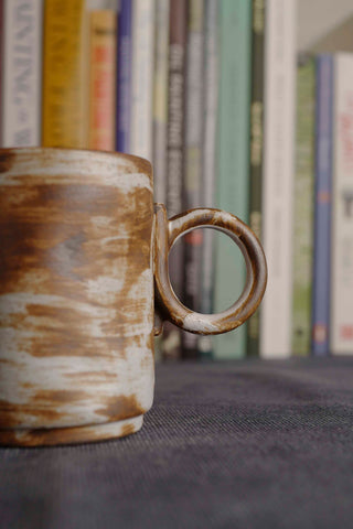 Handmade Raku Yaki Mug: Rustic Japandi Coffee Cup