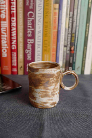 Handmade Raku Yaki Mug: Rustic Japandi Coffee Cup