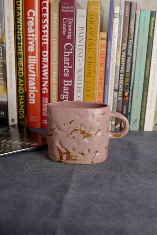 Handmade Raku Yaki Mug: Wabi-Sabi Rustic Stoneware Cup