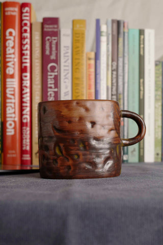 Handmade Raku Yaki Mug: Rustic Japandi Coffee Cup