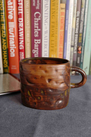 Handmade Raku Yaki Mug: Rustic Japandi Coffee Cup