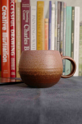 Handmade Raku Yaki Mug: Large Rustic Stoneware Coffee Cup