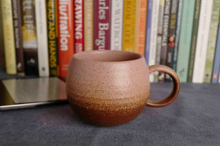 Handmade Raku Yaki Mug: Large Rustic Stoneware Coffee Cup