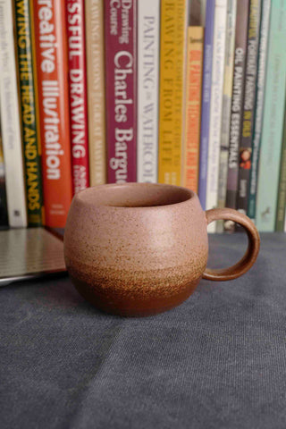 Handmade Raku Yaki Mug: Large Rustic Stoneware Coffee Cup