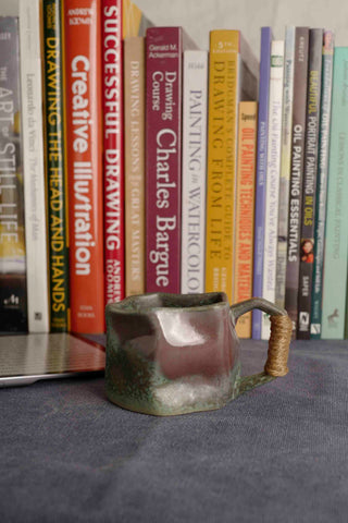 Handmade Raku Yaki Mug: Large Rustic Stoneware Coffee Cup