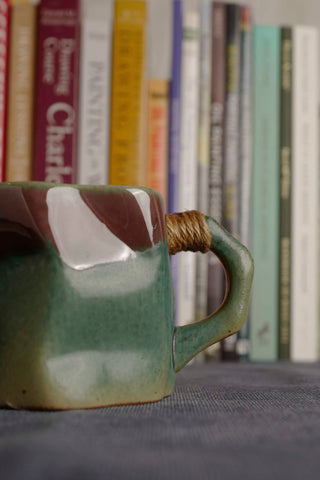 Handmade Raku Yaki Mug: Large Wabi-Sabi Stoneware Coffee Cup