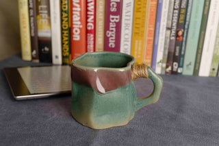 Handmade Raku Yaki Mug: Large Wabi-Sabi Stoneware Coffee Cup
