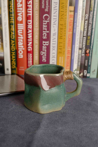 Handmade Raku Yaki Mug: Large Wabi-Sabi Stoneware Coffee Cup