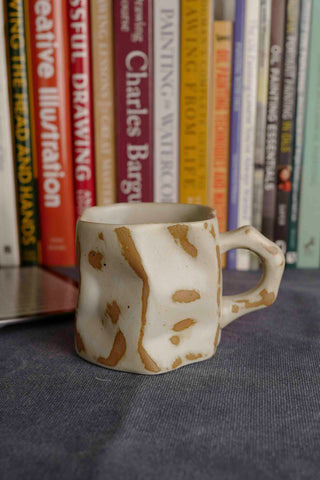 Handmade Raku Yaki Mug: Wabi-Sabi Japandi Coffee Cup