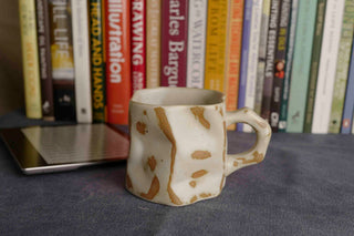 Handmade Raku Yaki Mug: Wabi-Sabi Japandi Coffee Cup