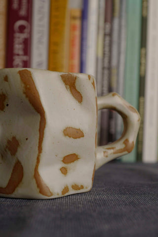 Handmade Raku Yaki Mug: Wabi-Sabi Japandi Coffee Cup