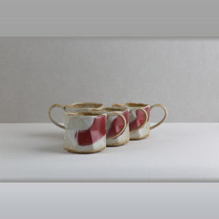 AERIS 02 Handmade Ceramic Cup — Speckled Cream & Rose-Red, 190 ml