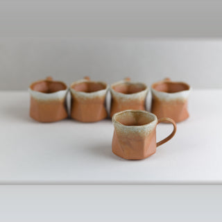 AERIS 04 Handmade Ceramic Cup — Terracotta & Cream, 190 ml