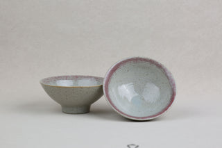 Handmade Ceramic Bowl — Grey-Green & Rose, 12.5 cm