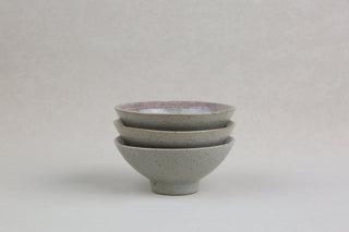 Handmade Ceramic Bowl — Grey-Green & Rose, 12.5 cm