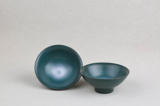 Handmade Ceramic Bowl — Deep Teal, 12.5 cm