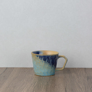 CAELUM 03 Handmade Ceramic Mug — Cobalt Blue & Mustard Gold, 350 ml