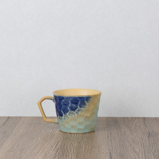 CAELUM 03 Handmade Ceramic Mug — Cobalt Blue & Mustard Gold, 350 ml