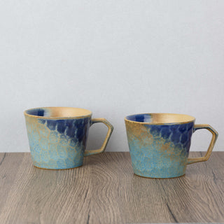 CAELUM 03 Handmade Ceramic Mug — Cobalt Blue & Mustard Gold, 350 ml