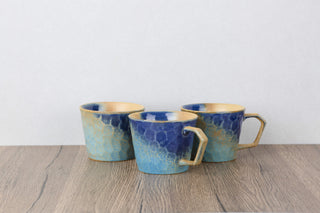 CAELUM 03 Handmade Ceramic Mug — Cobalt Blue & Mustard Gold, 350 ml