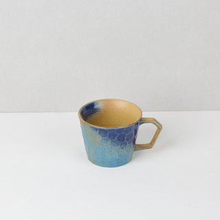 CAELUM 03 Handmade Ceramic Mug — Cobalt Blue & Mustard Gold, 350 ml