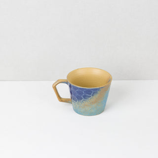 CAELUM 03 Handmade Ceramic Mug — Cobalt Blue & Mustard Gold, 350 ml