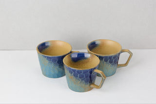 CAELUM 03 Handmade Ceramic Mug — Cobalt Blue & Mustard Gold, 350 ml