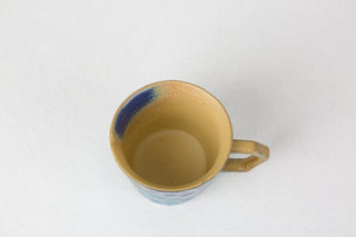 CAELUM 03 Handmade Ceramic Mug — Cobalt Blue & Mustard Gold, 350 ml