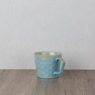 CAELUM 04 Handmade Ceramic Mug — Sky Blue & Ochre, 350 ml