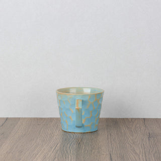 CAELUM 04 Handmade Ceramic Mug — Sky Blue & Ochre, 350 ml