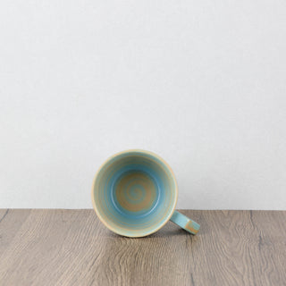 CAELUM 04 Handmade Ceramic Mug — Sky Blue & Ochre, 350 ml